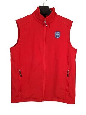 Chick-Fil-A Soft Shell Vest Mens M Red Uniform Team Member Full-Zip Fleece-Lined